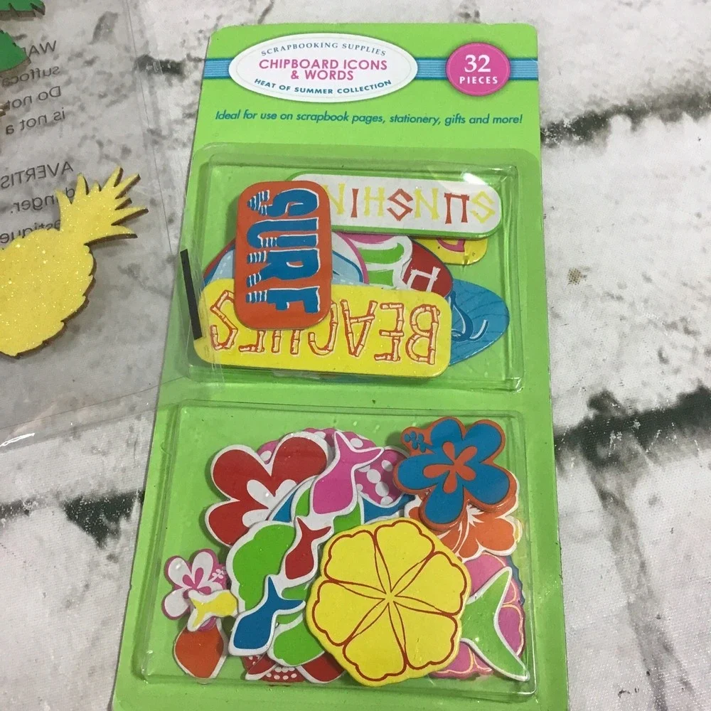 Scrapbooking Embellishments Craft Lot Diecut Hearts Jewel Flowers Pineapples